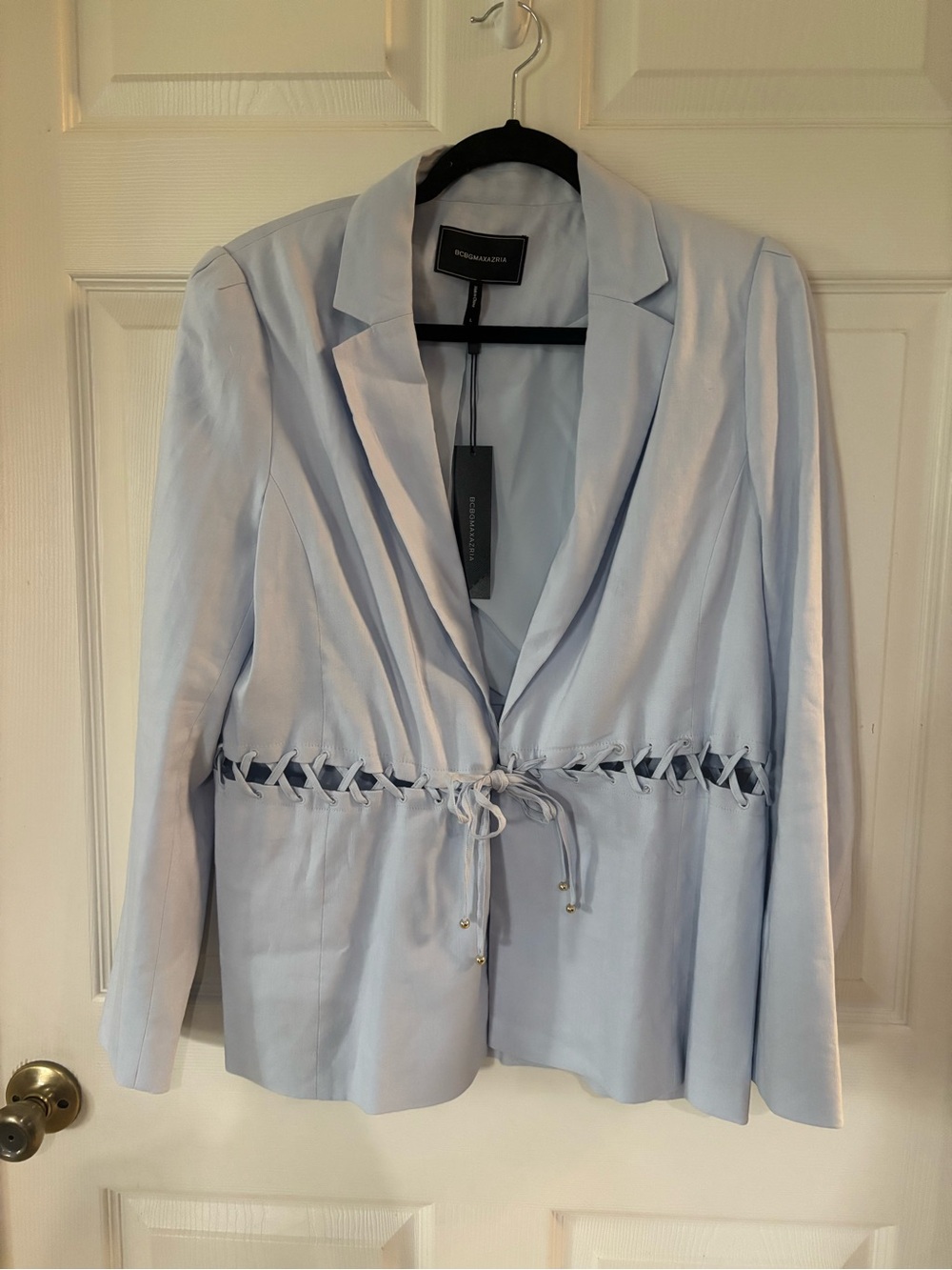 BCBG Light Blue Lace-Up Tailored Blazer - Picture 5 of 12